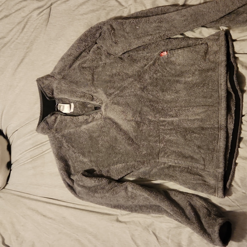 North face womens grey quarter zip thick fleece medium